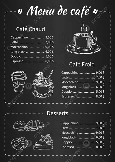 Cafe Coffee Cup Cartoon Line Simple Black Menu Template Download on Pngtree