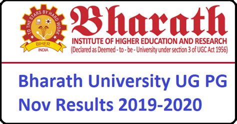 Bharath University results Nov 2021 BIHER UG, PG, Engg.(Nov/Dec ...