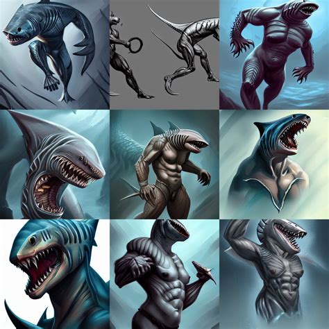 human shark chimera, muscular, D&D, fantasy,intricate, | Stable Diffusion