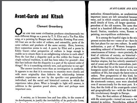 Clement Greenberg Avant Garde And Kitsch 1939 Pdf