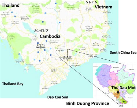 Location of Binh Duong Province. Source. Created from the HP material ...