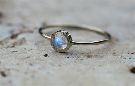 Rainbow Moonstone ring in 14k white gold, moonstone engagement ring ...