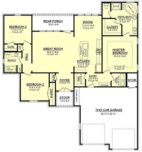 European Style House Plan - 3 Beds 2 Baths 1600 Sq/Ft Plan #430-66 ...