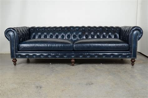 Blue Chesterfield Leather Sofa