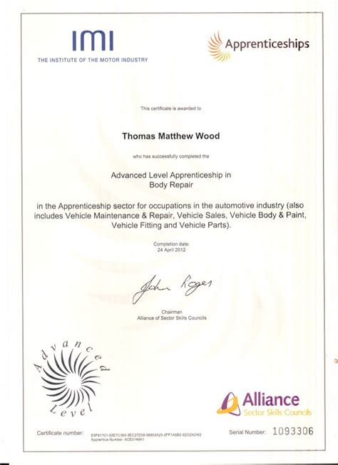 Advanced Apprenticeship Certificate