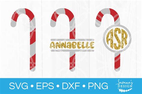 Candy Cane Monogram SVG Bundle with Split Monogram and Round