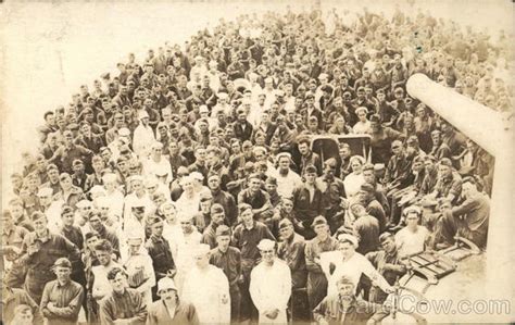 Crew of USS Louisiana Navy Postcard