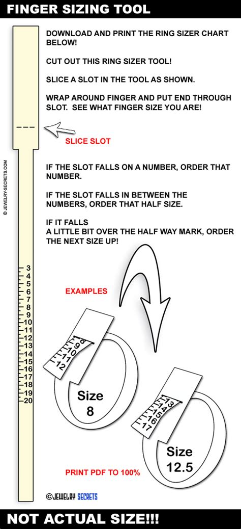 FREE RING SIZE FINGER SIZE SIZING CHART – Jewelry Secrets