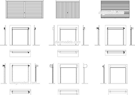 Automatic Garage Sectional Doors AutoCAD blocks, CAD models, DWG file download free