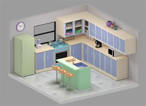 Kitchen cartoon 3D model - TurboSquid 1171821