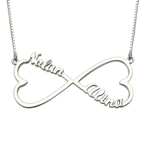 Personalized Heart Infinity Name Necklace Silver Love Heart Necklace Infinity Symbol Jewelry ...