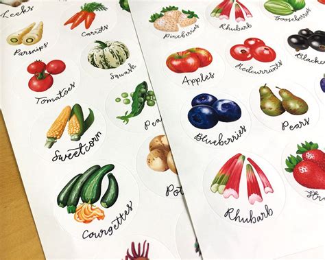 Fruit & Vegetable stickers A4 sheet of 35 circular stickers | Etsy ...