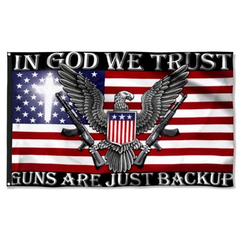 In God We Trust, Christian Cross, American Eagle Flag Banner