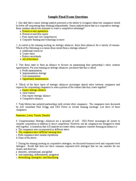 Sample Final Exam Questions | Leadership | Leadership & Mentoring