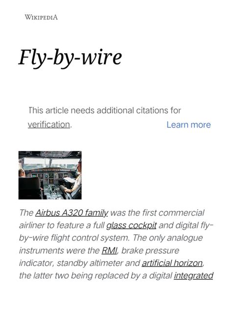 Fly-By-Wire - Wikipedia PDF | PDF | Aircraft Flight Control System | Aerospace