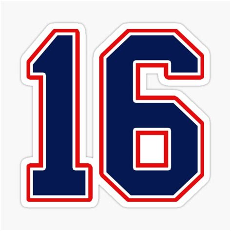 "Number Sixteen 16 Sports Jersey" Sticker for Sale by MSBDesign | Redbubble