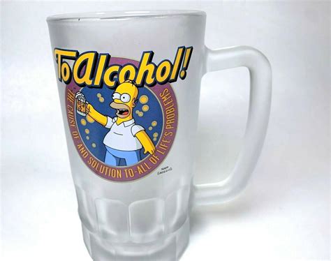 The Simpsons "To Alcohol" Homer Simpson 20 oz. Frosted Glass Beer Mug ...