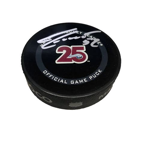 ADAM FOOTE Signed Colorado Avalanche 25th Anniversary Official Game Puck - NHL Auctions