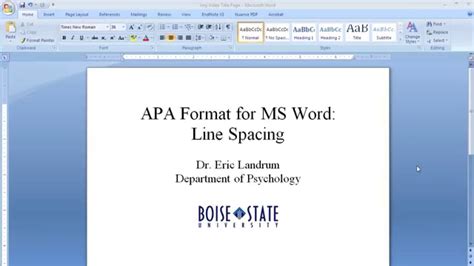 APA Format for Microsoft Word: Line Spacing - YouTube