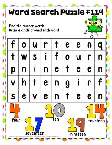 Find the Number Words 12 Learn With Puzzles