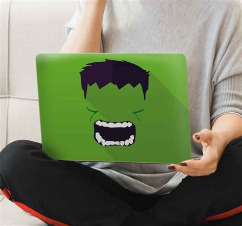 Green superhero laptop stickers - TenStickers