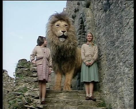 Aslan, Susan and Lucy in the BBC television adaption of The Lion, the ...