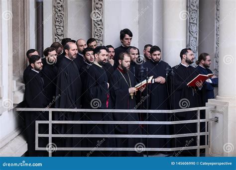 Romanian Orthodox Religious Choir Singers during a Palm Sunday ...