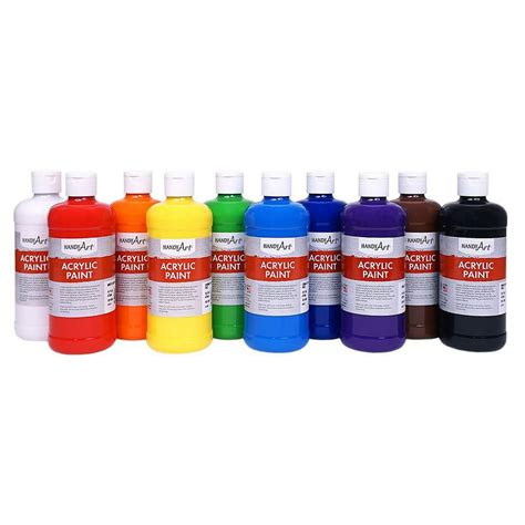 Awesome Acrylic Paint Set 10 Colors 16Oz - Basic Supplies - 10 Pieces ...