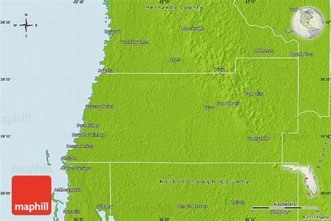 Physical Map of Pasco County