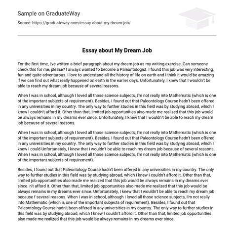 ⇉My Dream Job: Paleontologist Essay Example | GraduateWay