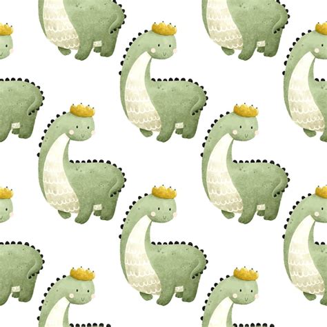 Premium Vector | Seamless repeating pattern with green dinosaurs with ...