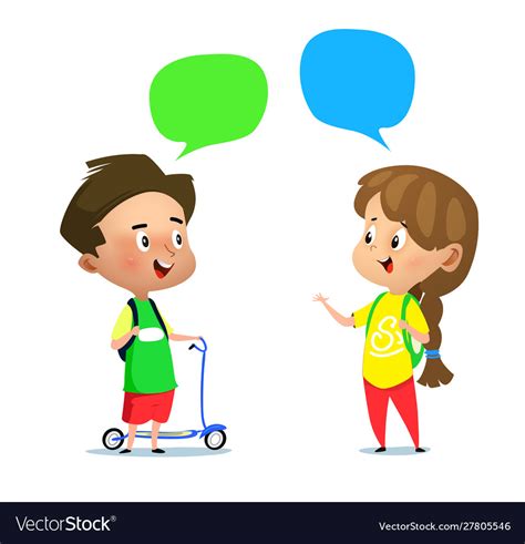 Boy and a girl talking to each other Royalty Free Vector