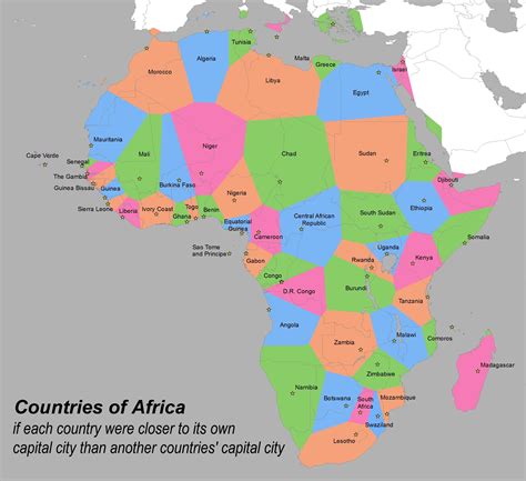 Africa: If each country were closer to its own capital city than another countries' capital city ...