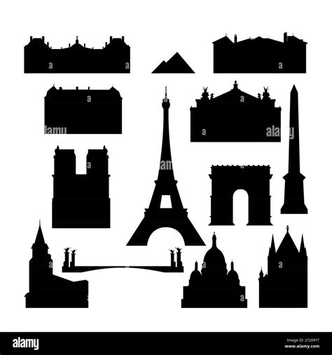 Silhouette of Paris city monuments. Vector illustration Stock Vector ...