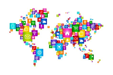 World Map Flying Desktop Icons Collection Www, Internet, Sign, Button ...