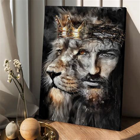 Amazing Lion of Judah Jesus painting Unique crown - Matte Canvas in 2022 | Lion of judah jesus ...