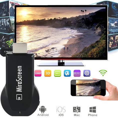 Portable Full HD 1080P Receiver Mirascreen DLNA Airplay WiFi Display Miracast TV Dongle Wireless ...