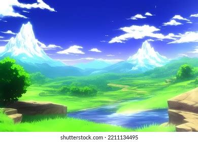 Landscape Scene Illustration Digital Painting Greenery Stock Illustration 2211134495 | Shutterstock