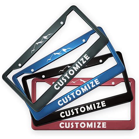 Custom Car License Plate Frames,Personalized Text Image Logo Auto License Plate Holder with 4 ...