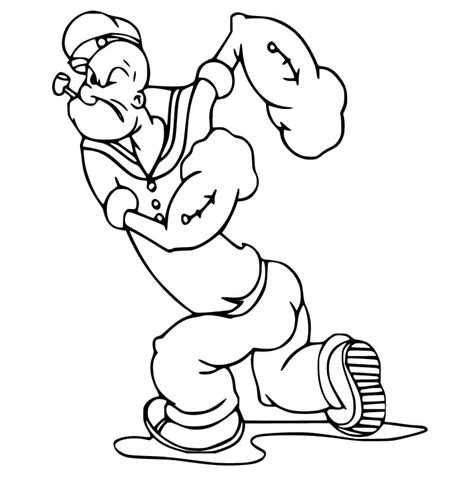 Strong Popeye Coloring Page - Free Printable Coloring Pages for Kids