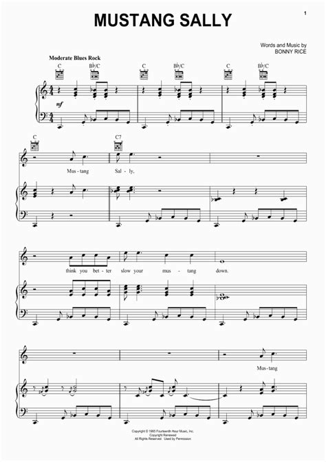 Mustang Sally Piano Sheet Music | OnlinePianist