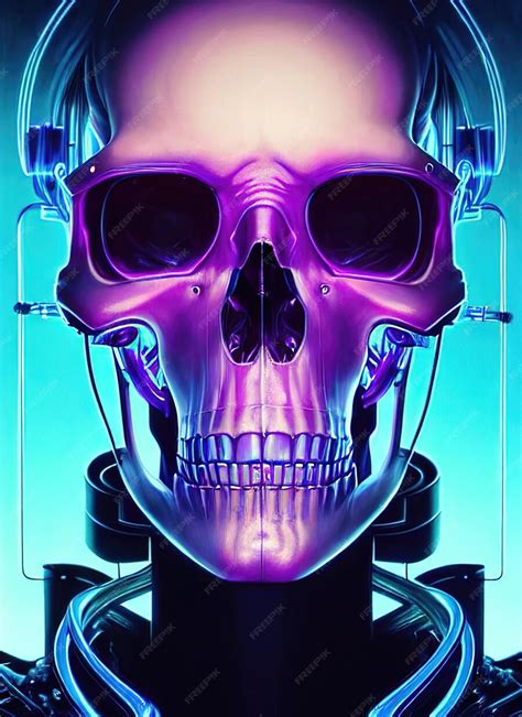 Esqueleto de calavera cyberpunk un retrato aterrador de fantasía de una ...