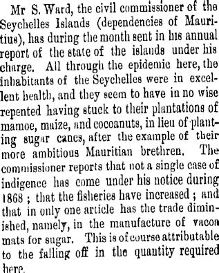 Papers Past | Newspapers | Lyttelton Times | 9 January 1869 | MAURITIUS.