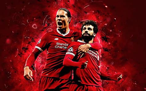 Download wallpapers Mohamed Salah, Virgil van Dijk, Liverpool FC, red stone background, football ...