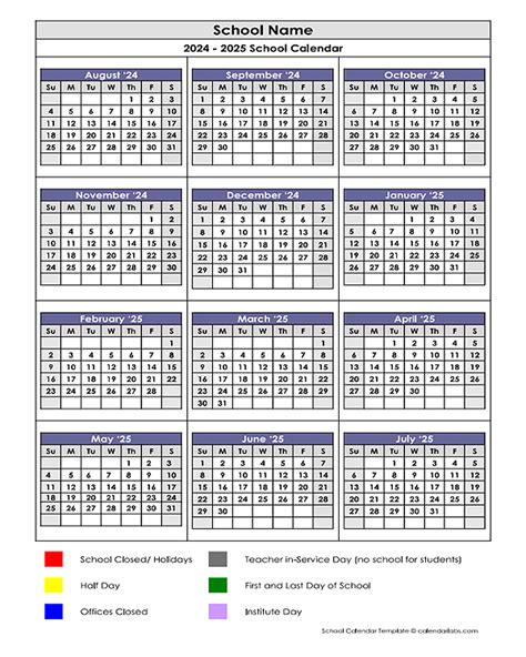 School Calendar Template 2024-25 Google Docs - Marya Jeniffer