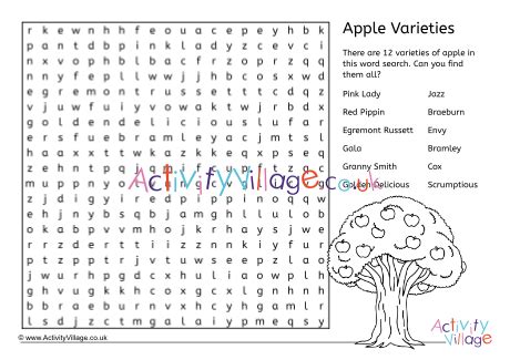 Apple Varieties Word Search