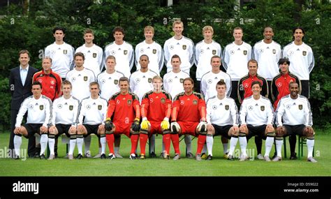 The German national squad for the FIFA 2010 World Cup lines up for a ...