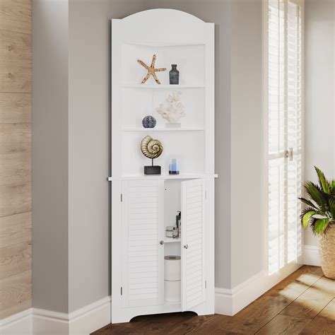 Tall Corner Bathroom Cabinet White – Everything Bathroom