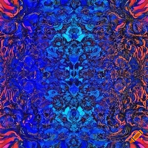 Royal blue and peach color intricate patterns on Craiyon