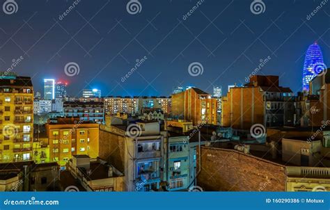 Barcelona City Night Scene with Beautfiul Skyline Lights in Spain Stock Photo - Image of ...